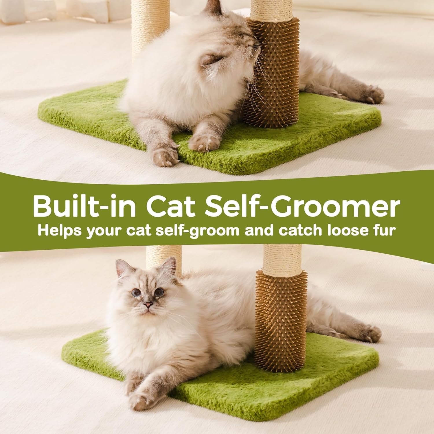 Multi-Level Cat Tree with Plush Bed & Sisal Scratching Posts – Indoor Cat Condo (Green)