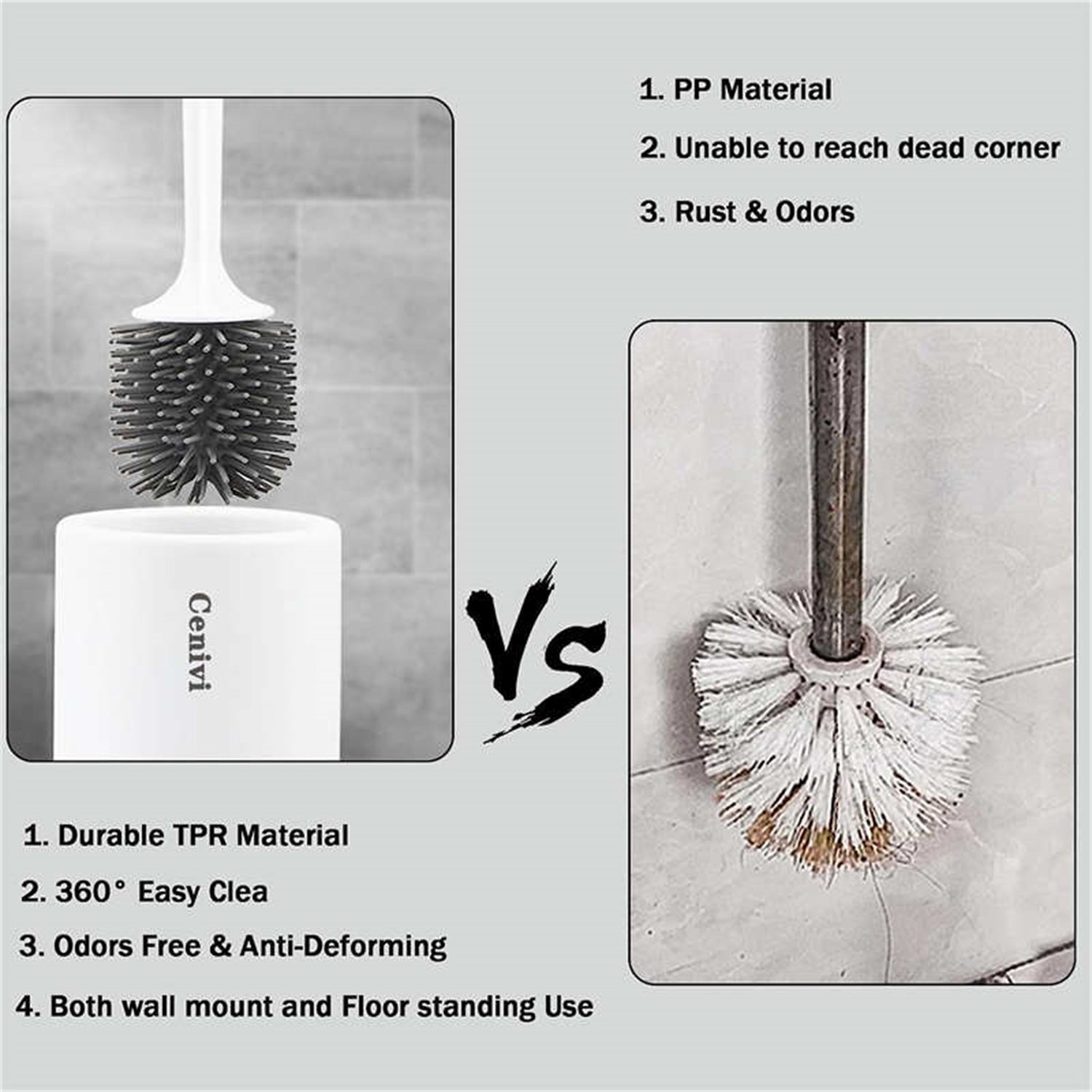 Toilet Cleaning Brush with Holder – Modern Bathroom Toilet Bowl Brush Set, Hygienic & Space-Saving
