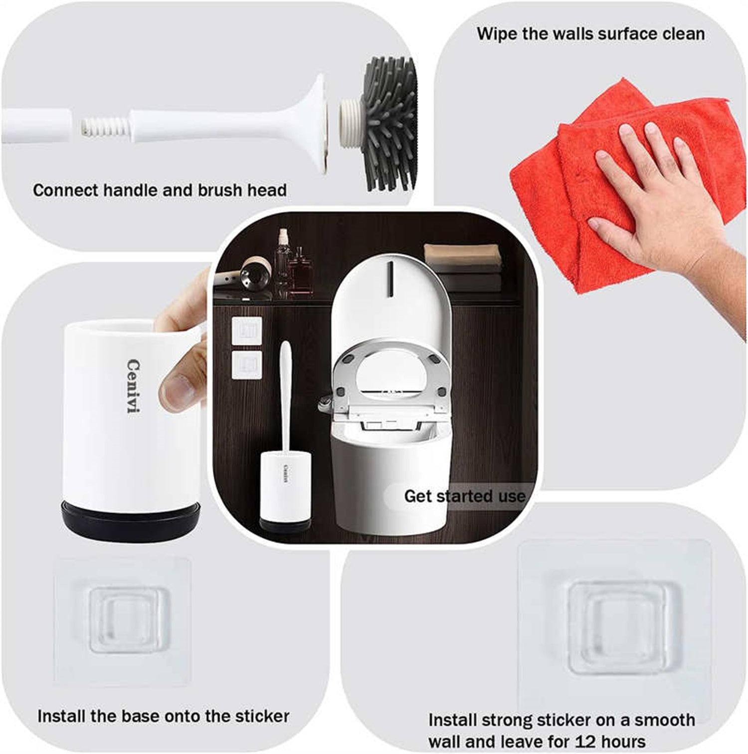 Toilet Cleaning Brush with Holder – Modern Bathroom Toilet Bowl Brush Set, Hygienic & Space-Saving