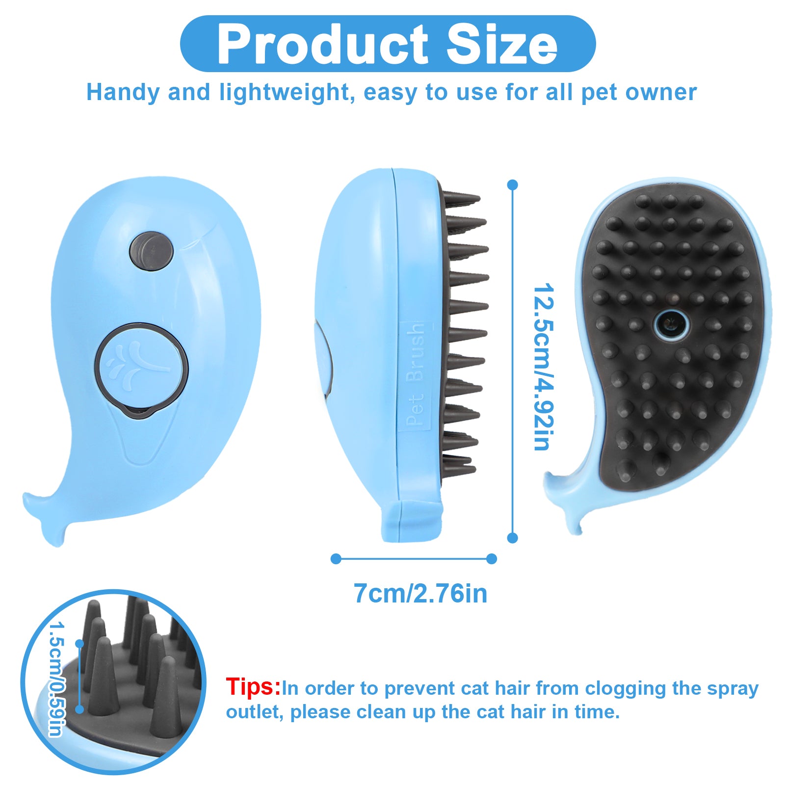 Steam Cat Brush for Shedding – Gentle Mist Deshedding & Massage Brush for Cats & Dogs