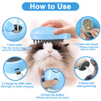 Steam Cat Brush for Shedding – Gentle Mist Deshedding & Massage Brush for Cats & Dogs