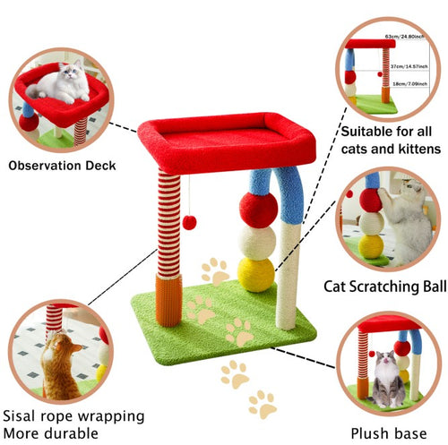 Cat Tree with Built-In Bed – Multi-Level Cat Condo with Sisal Scratching Posts