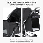 Luxury Pet Stroller for Dogs & Cats – Foldable, Breathable Travel Cart with Storage (Black)