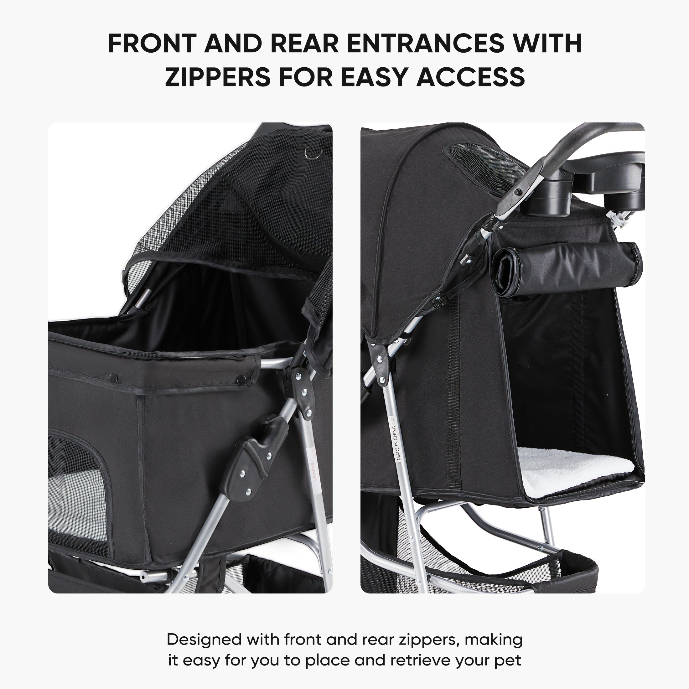 Luxury Pet Stroller for Dogs & Cats – Foldable, Breathable Travel Cart with Storage (Black)