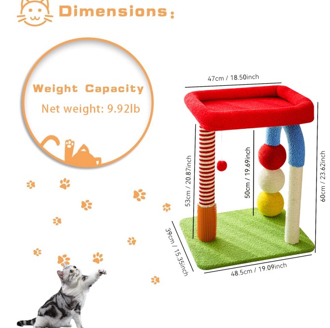 Cat Tree with Built-In Bed – Multi-Level Cat Condo with Sisal Scratching Posts