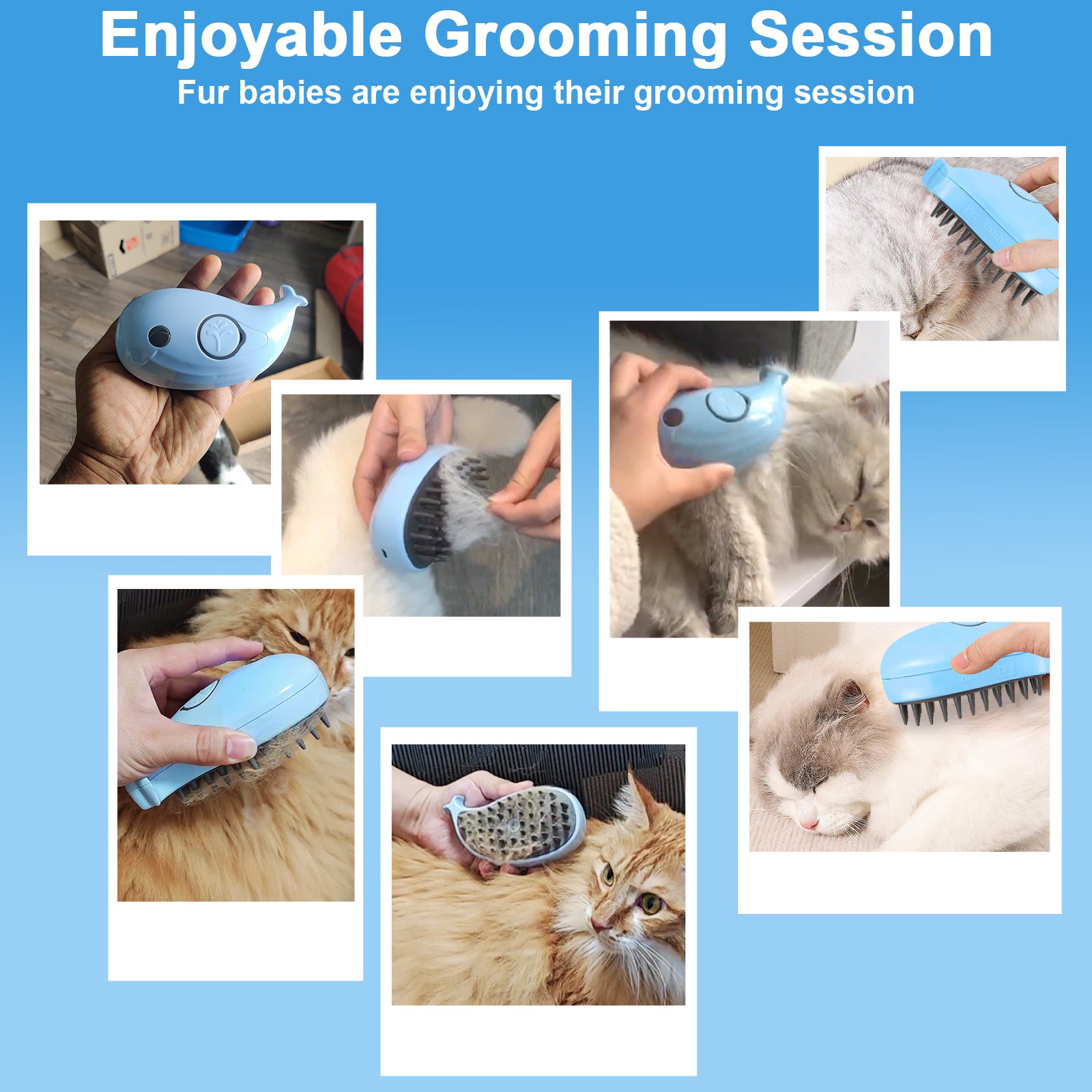 Steam Cat Brush for Shedding – Gentle Mist Deshedding & Massage Brush for Cats & Dogs
