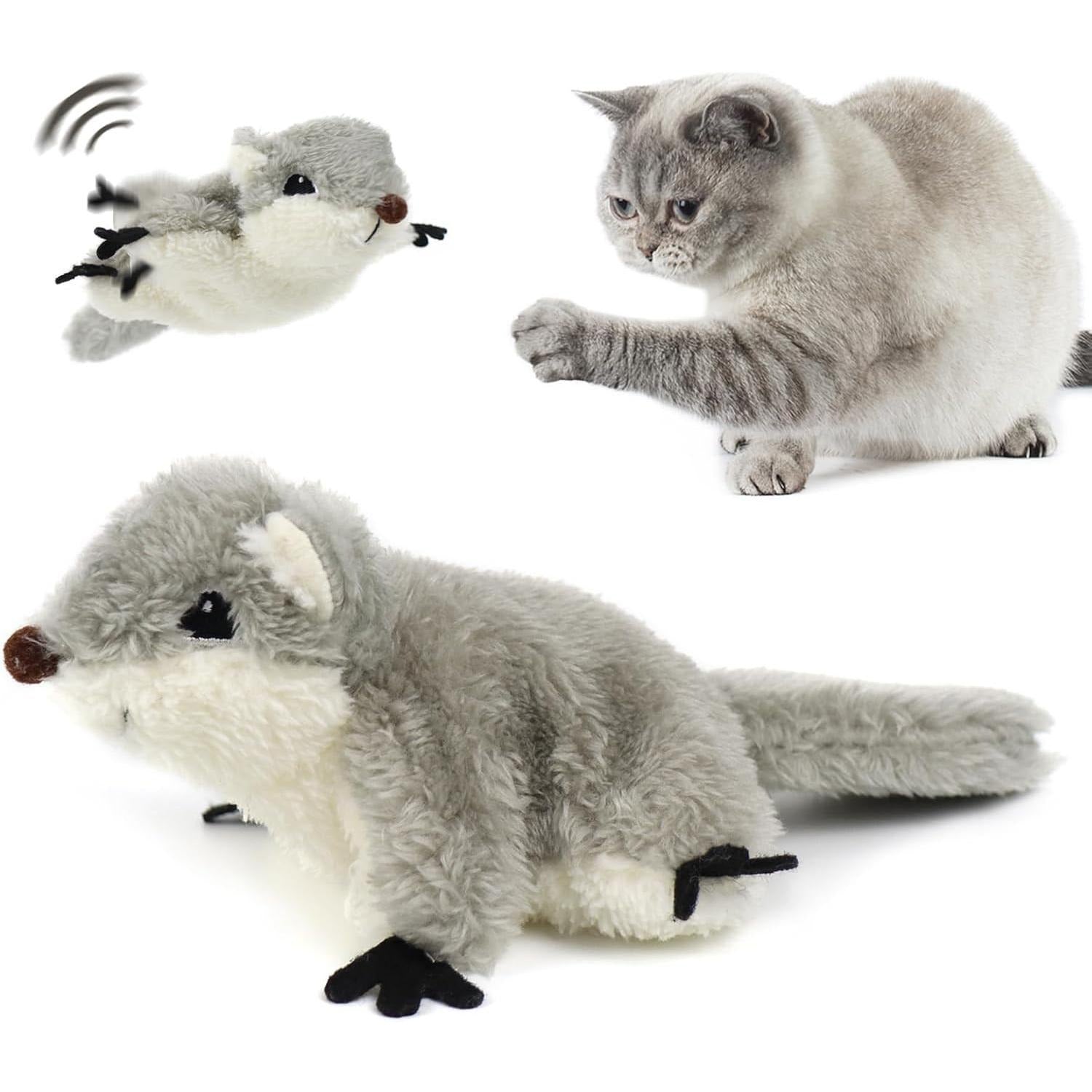 Flapping Squirrel Catnip Toy – Touch-Activated Interactive Cat Toy with Motion & Sound