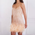 Elegant Sequin Feather Mini Party Dress