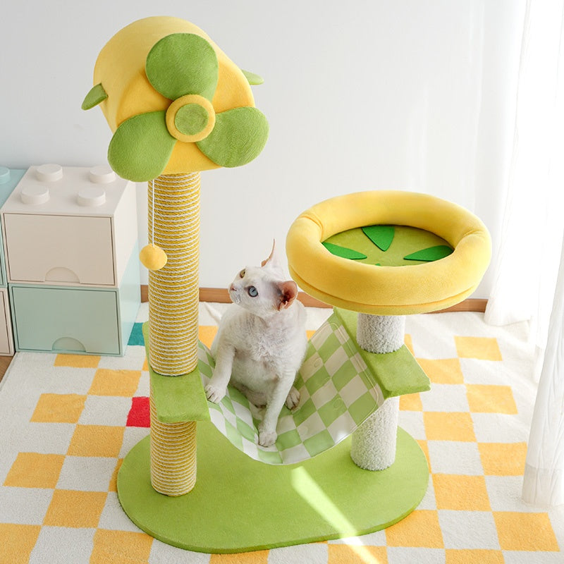 Modern Multi-Level Cat Tree & Climbing Tower with Scratching Posts, Hammock & Perches